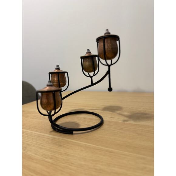 Four-Arm Candelabra Oil Lamp VINTAGE - Picture 4 of 6